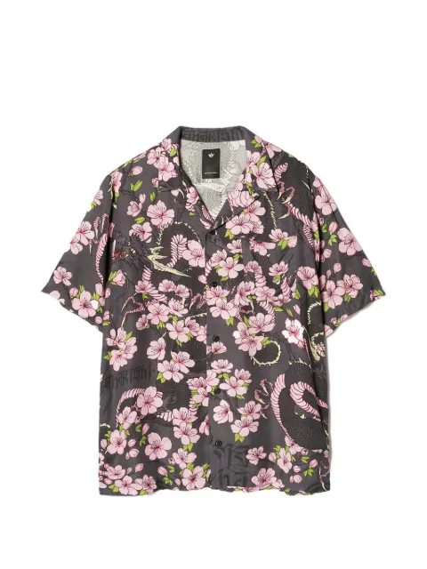 Maharishi sakura-print shirt Blue 7359