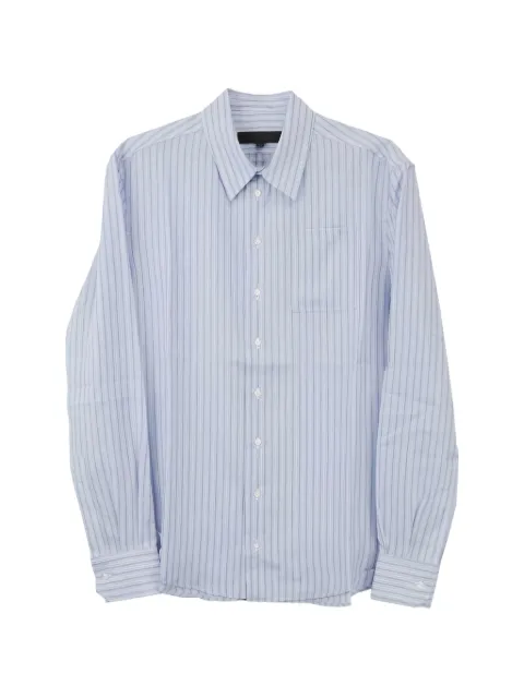 Omar Afridi vertical-stripe chest-pocket shirt Blue OASS26SHR10102