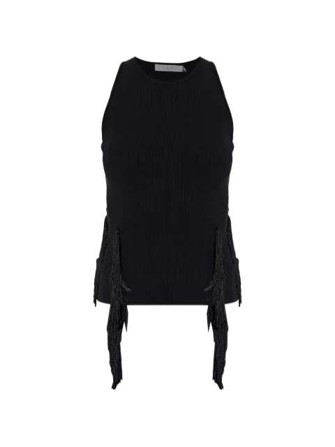 IRO Flocon fringe ribbed top Black WP12FLOCON