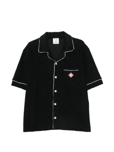 Casablanca contrast-trim logo-patch shirt Black MPF26SH08502