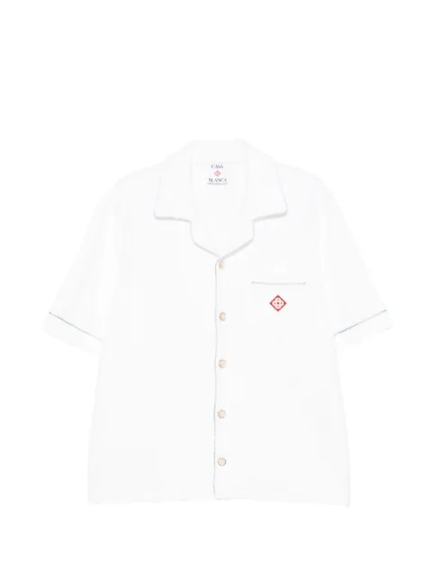 Casablanca logo-embroidered textured-finish shirt White MPF26SH08503