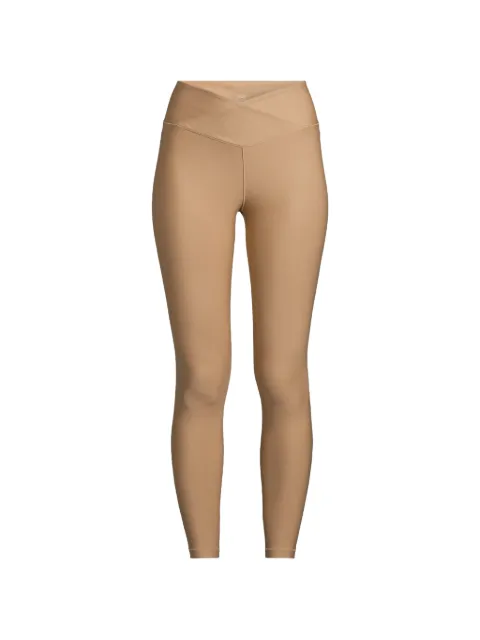 Casall crossover-waistband logo-print leggings Neutrals 22500