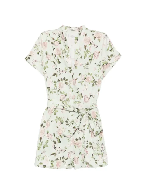 alice + olivia floral-print belted playsuit Green CC604P23804