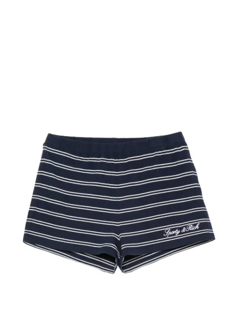 Sporty & Rich striped logo-embroidered shorts Blue SH071710326