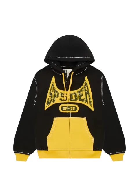 SP5DER logo-print contrast-stitch hoodie Black SS04FW24BLK