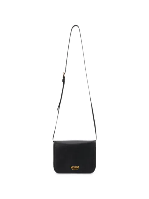 Moschino logo-lettering leather shoulder bag Black A75988001