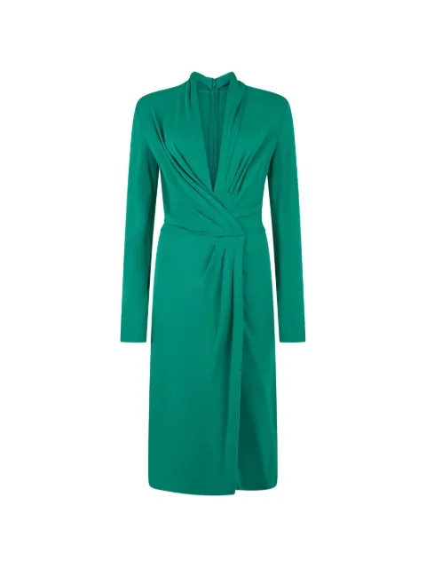 Alberta Ferretti gathered long-sleeve midi dress Green A04051621