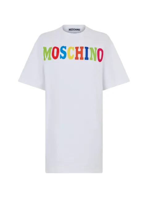 Moschino logo-print short-sleeve mini dress White T04230526