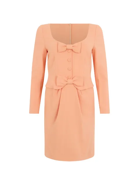 Moschino bow-detail long-sleeve mini dress Orange T04310425