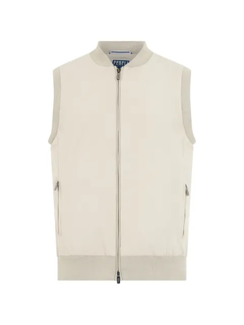 Fedeli zip-up ribbed-trim vest Neutrals 7UE00422P
