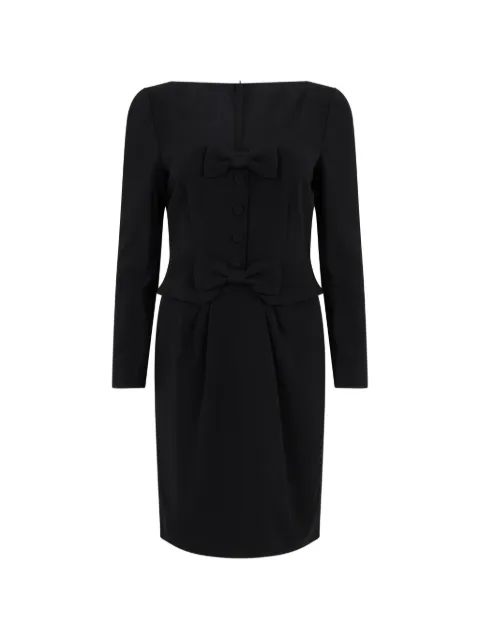 Moschino bow-detail long-sleeve dress Black T04310425