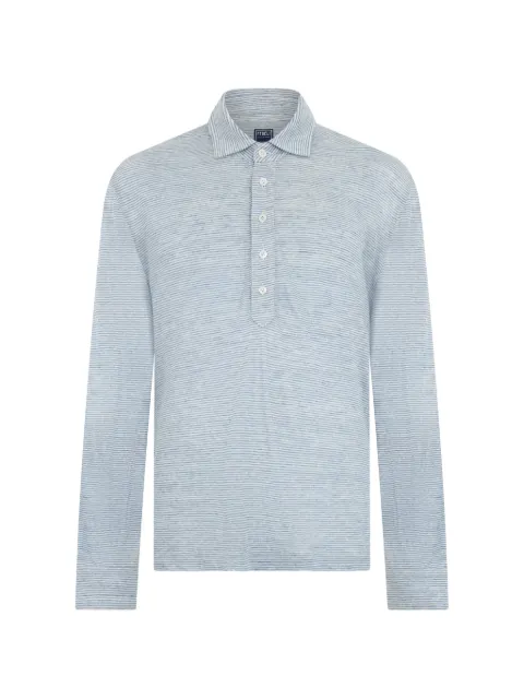 Fedeli striped long-sleeve polo shirt Blue 5UE00225P