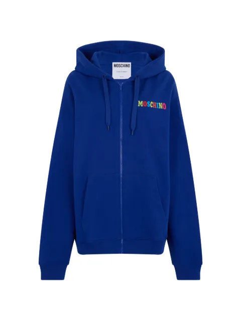 Moschino logo-print zip-up hoodie Blue A17290228