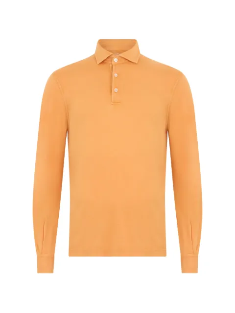 Fedeli long-sleeve button-fastening polo shirt Orange 6UEF0217