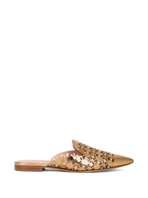 Alberta Ferretti perforated crystal-embellished mules Gold A66018062
