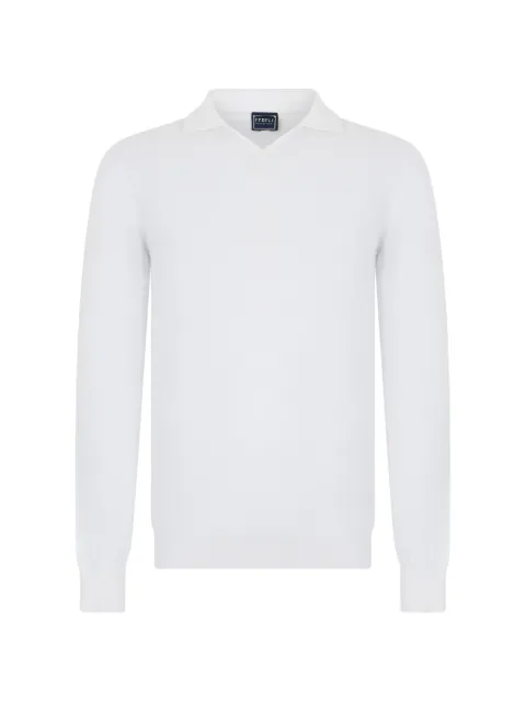 Fedeli long-sleeve polo shirt White 6UED5875