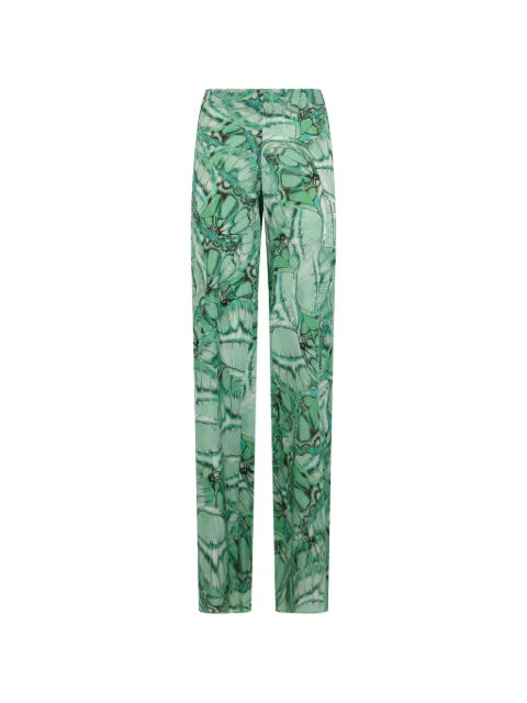 Alberta Ferretti butterfly-print silk palazzo pants Green A03070151
