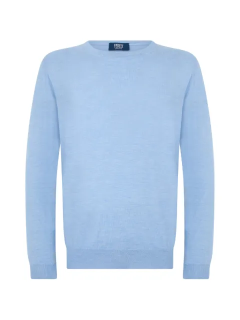 Fedeli round-neck long-sleeve sweater Blue 7UE07119