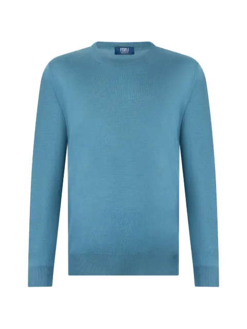 Fedeli fine-knit crew-neck sweater Blue 7UE07119P