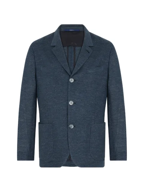 Fedeli slim-fit linen jacket Blue 6UE00701P