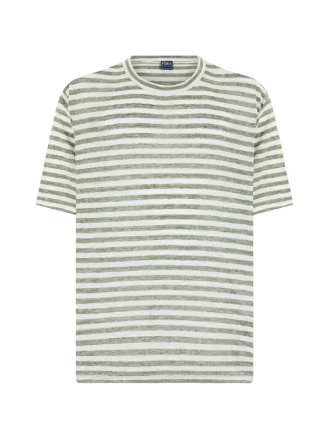 Fedeli striped linen T-shirt Green 6UE00226RIGA4