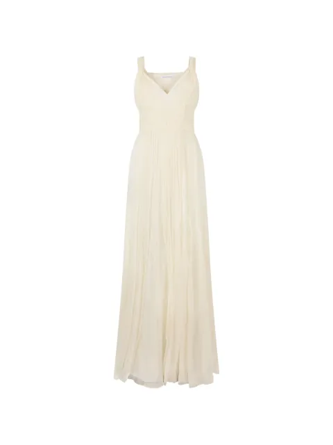 Alberta Ferretti pleated silk maxi dress Neutrals AEF221U04301614