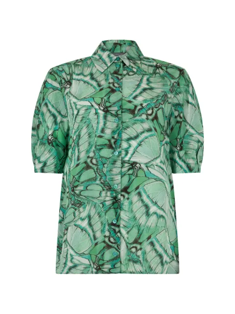 Alberta Ferretti leaf-print silk shirt Green A02080151