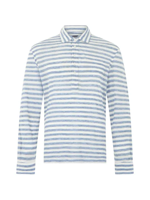 Fedeli striped long-sleeve polo shirt Blue 6UE00225RIGA4
