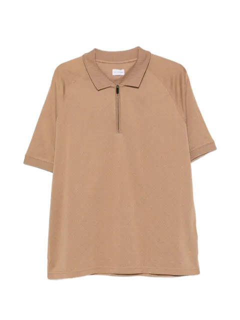 Pal Zileri geometric-pattern zip-fastening polo shirt Neutrals 9C3MJG217RSJ743