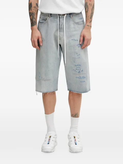 MM6 Maison Margiela distressed drawstring shorts Blue SH0MU0014M30055