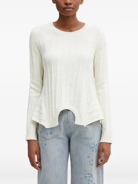 MM6 Maison Margiela ribbed peplum-hem sweater Neutrals S52HL0059M13212102