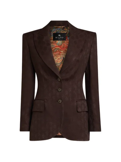ETRO jacquard-patterned single-breasted blazer Brown WRCA012399TJ447