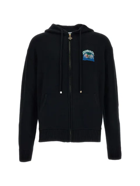 Casablanca logo-patch zip-up hoodie Black PF26KW143001BLACK