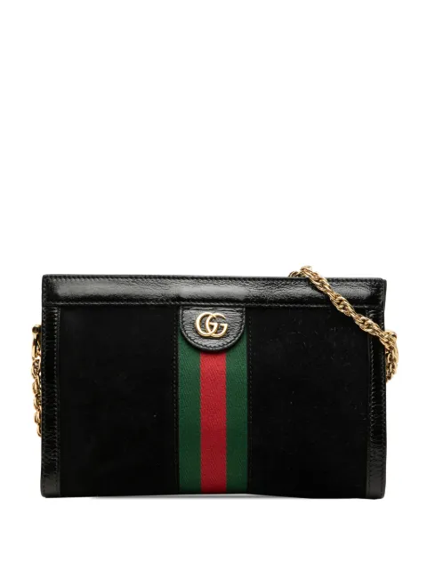 Gucci Pre-Owned 2016-2026 Small Suede Web Ophidia Chain crossbody bag Black SOTDEQXWKWQZW3XB