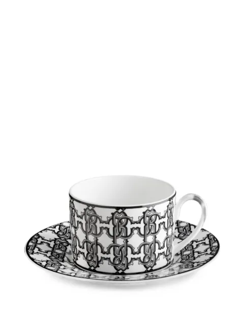 Roberto Cavalli Home monogram-print tea cup set White RALA24IA029FM614