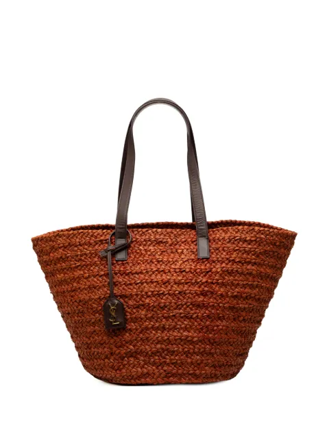 Saint Laurent Pre-Owned 2021 Medium Raffia Panier Basket Shopper tote bag Brown 87LDG3CNSBVH0TJ1