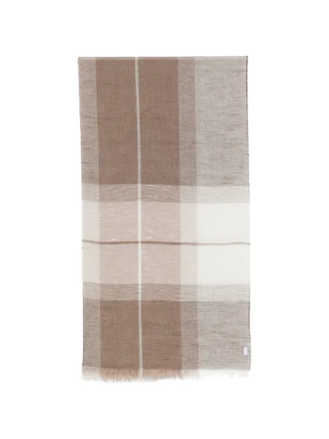 Pal Zileri check-pattern frayed scarf Brown 9C300H34ST965