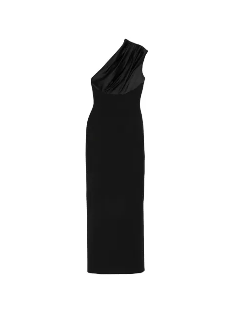 Solace London one-shoulder draped maxi dress Black OS48019
