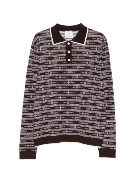 Casablanca logo-jacquard long-sleeve polo shirt Brown MPF26KW729