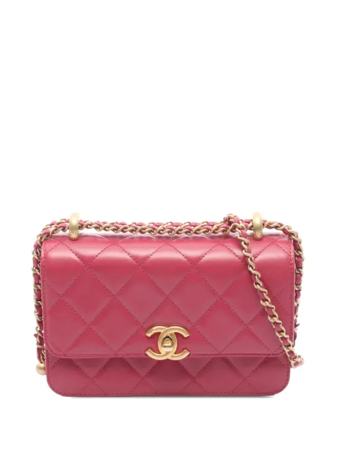 CHANEL Pre-Owned 2021-2026 Small Quilted Lambskin Flap crossbody bag Pink W4Z8F4JH1UREQKZ8