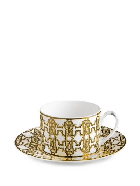 Roberto Cavalli Home monogram teacup (set of two) White RALA45IA050