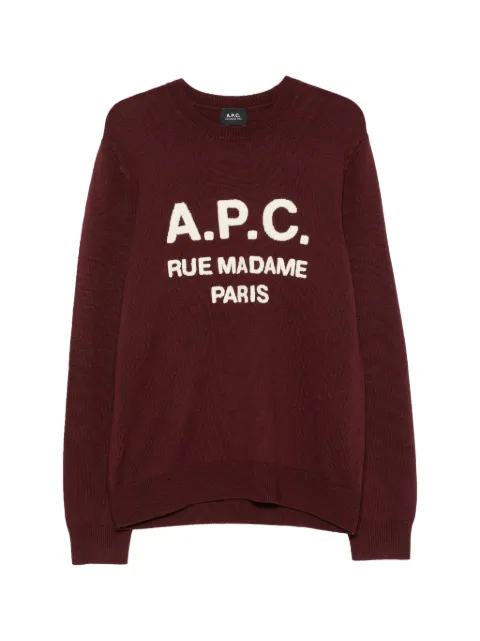 A.P.C. Rue Madame Paris logo-detail wool jumper Red WVAXUH23493