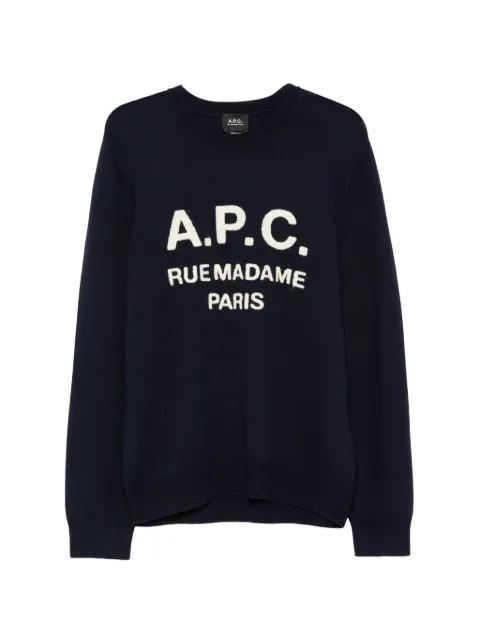A.P.C. Rue Madame Paris logo-detail wool jumper Blue WVAXUH23493