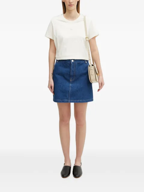 Maison Kitsuné logo-patch mini skirt Blue QW01501WD4023