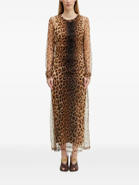 Sportmax leopard-print long-sleeve maxi dress Neutrals 2612621072600