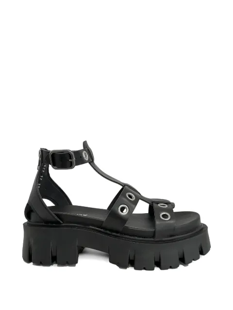 Altercore eyelet-embellished platform sandals Black LEYLAVEGAN