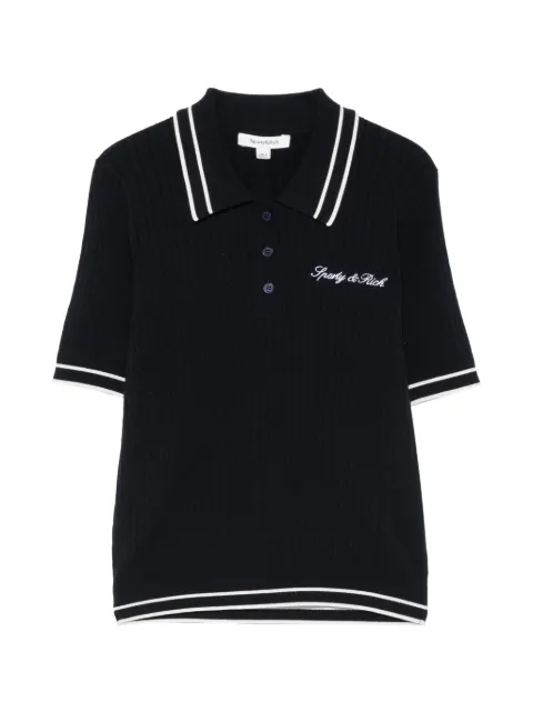 Sporty & Rich cable-knit logo-embroidered polo shirt Blue TO06875326