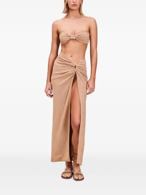 Devon Windsor Gwen twist-detail front-slit skirt Neutrals SU26218SK