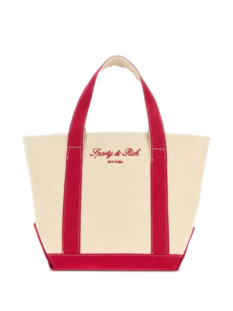 Sporty & Rich Signature NY Logo canvas tote bag Neutrals BA010710329BE27