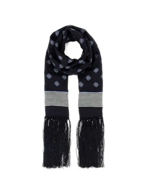 BODE Foyer Diamond fringed scarf Blue MRS26AC002